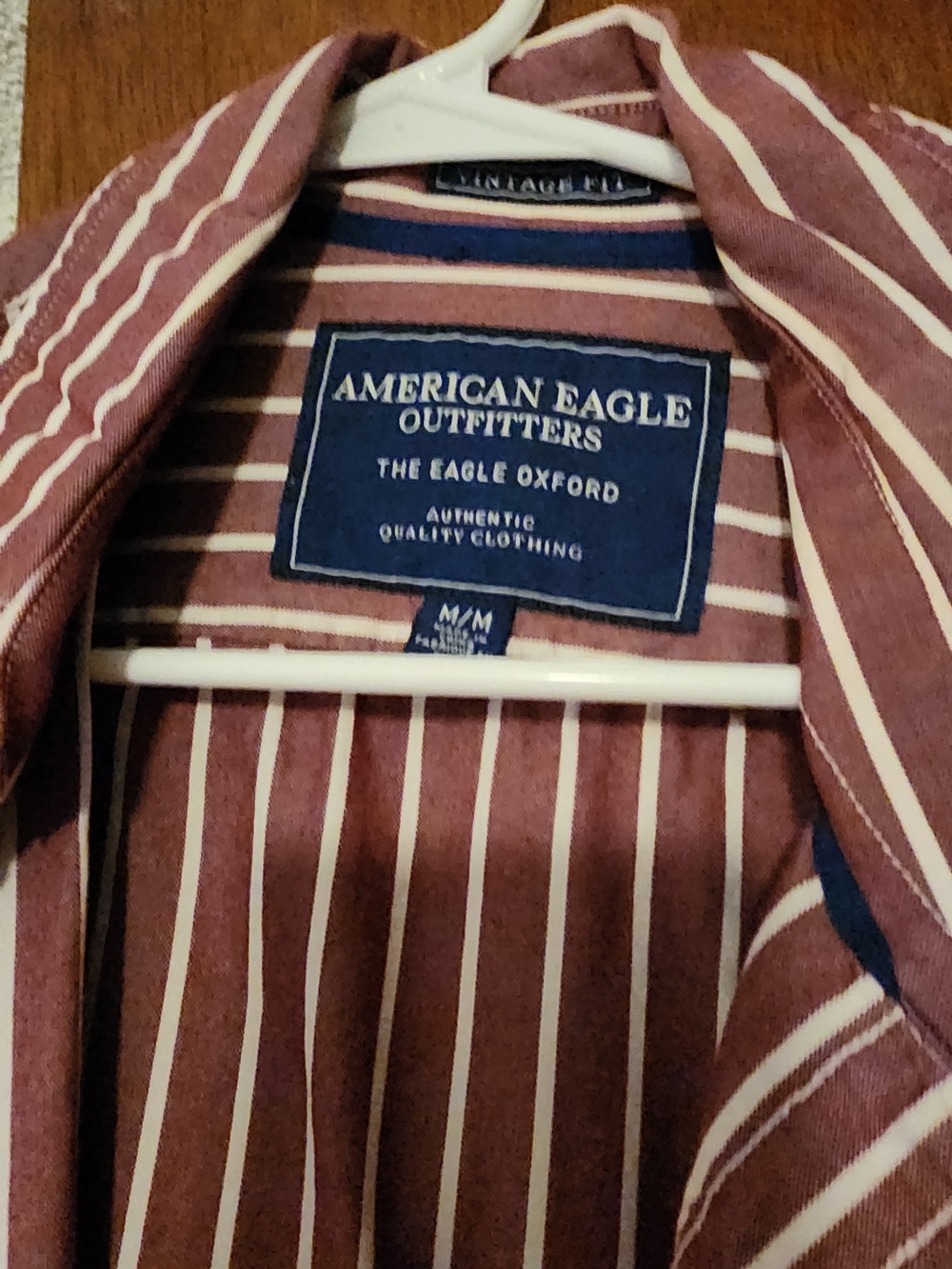 American Eagle Outfitters Men’s Striped Oxford Shirt - Burgundy/White